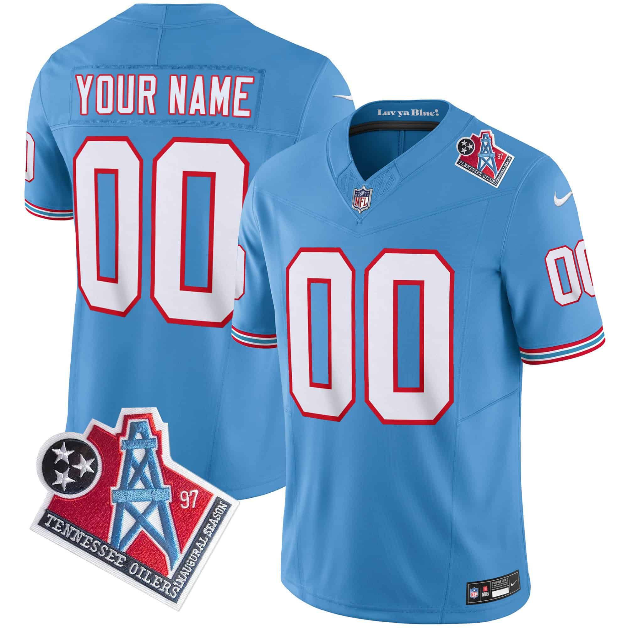 Men Tennessee Titans Light Blue 1997 Throwback 2024 Nike Limited Vapor Custom NFL Jersey